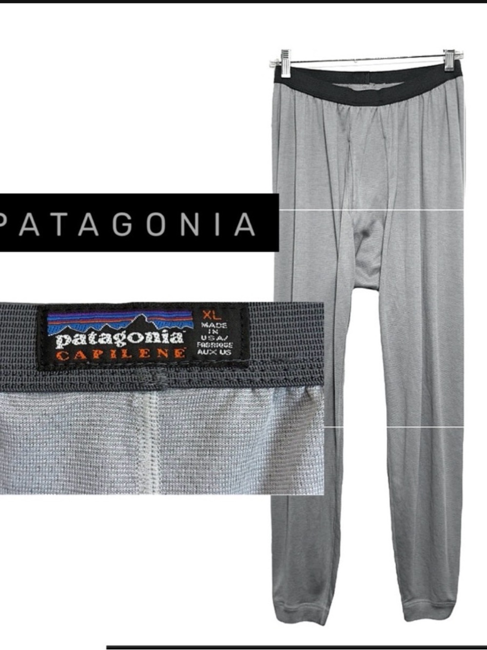 Patagonia Men’s Capilene Base Layer Pants Grey Stretch Outdoor Performance XL